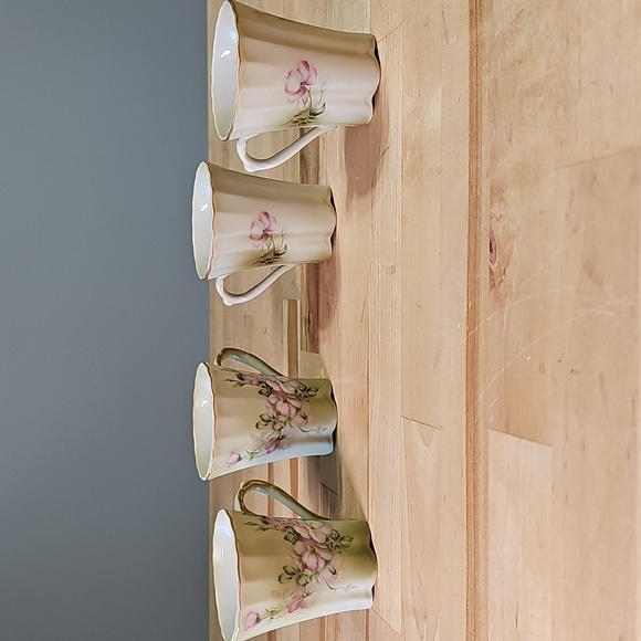 🌸 Vintage Hand-Painted Nippon Wild Rose Set | 4 Demitasse Cups & Lidded Candy D - Picture 12 of 16